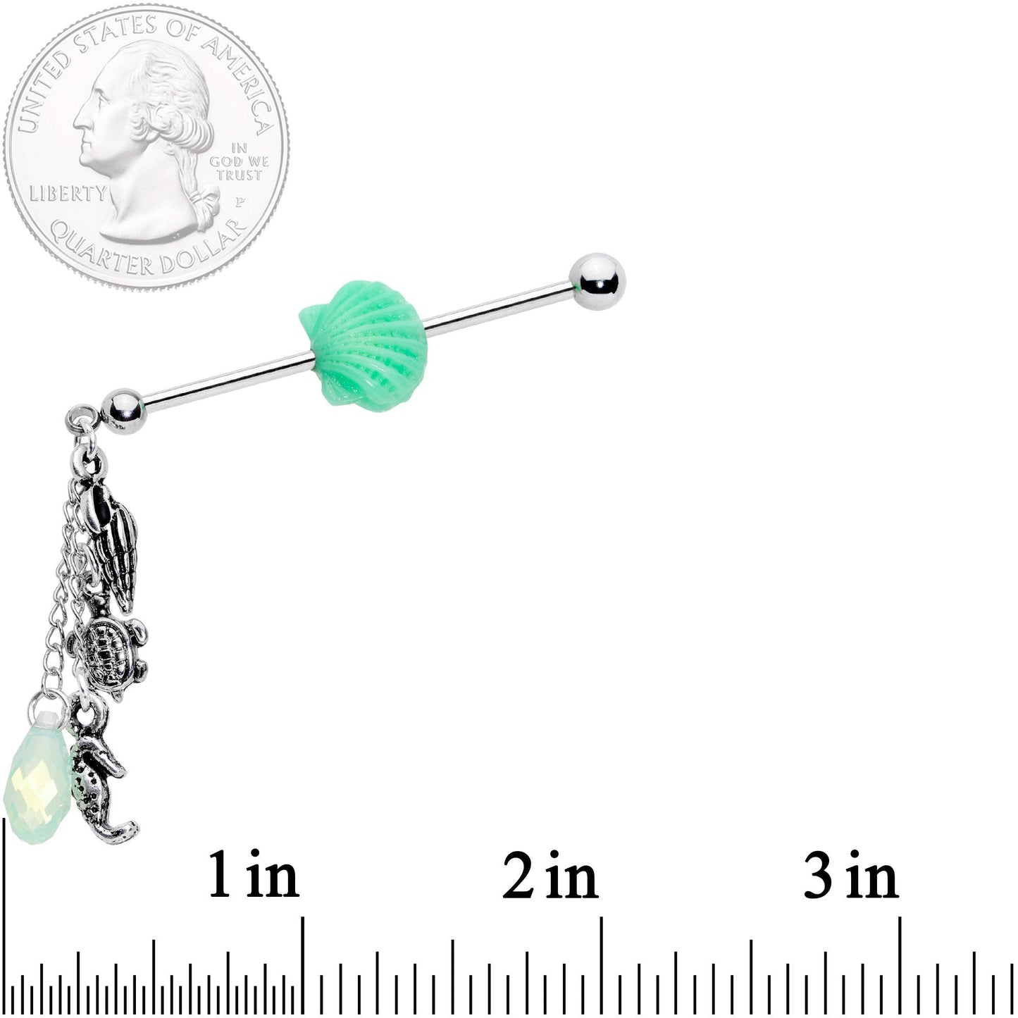 Mermaids Treasure Industrial Barbell Created with Crystals
