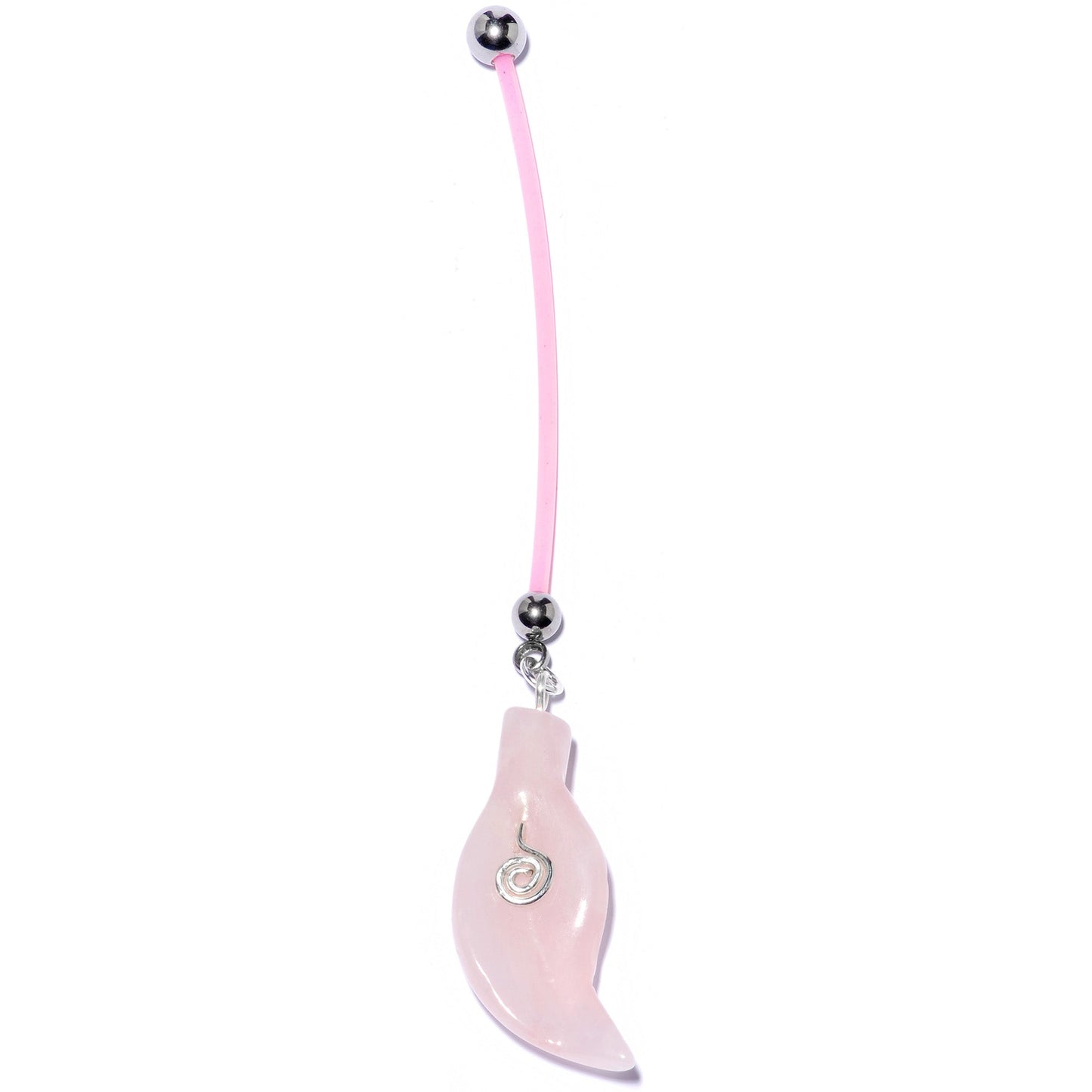 Handcrafted Natural Rose Flower Quartz Leaf Dangle Pregnancy Belly Ring
