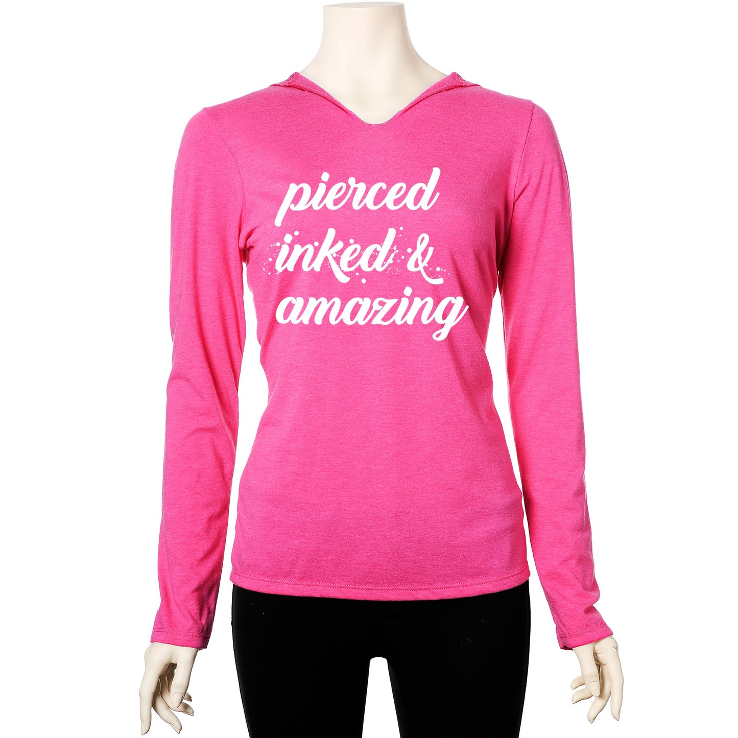 Pierced Inked & Amazing Pink Frost Tapered Long Sleeve Hoodie