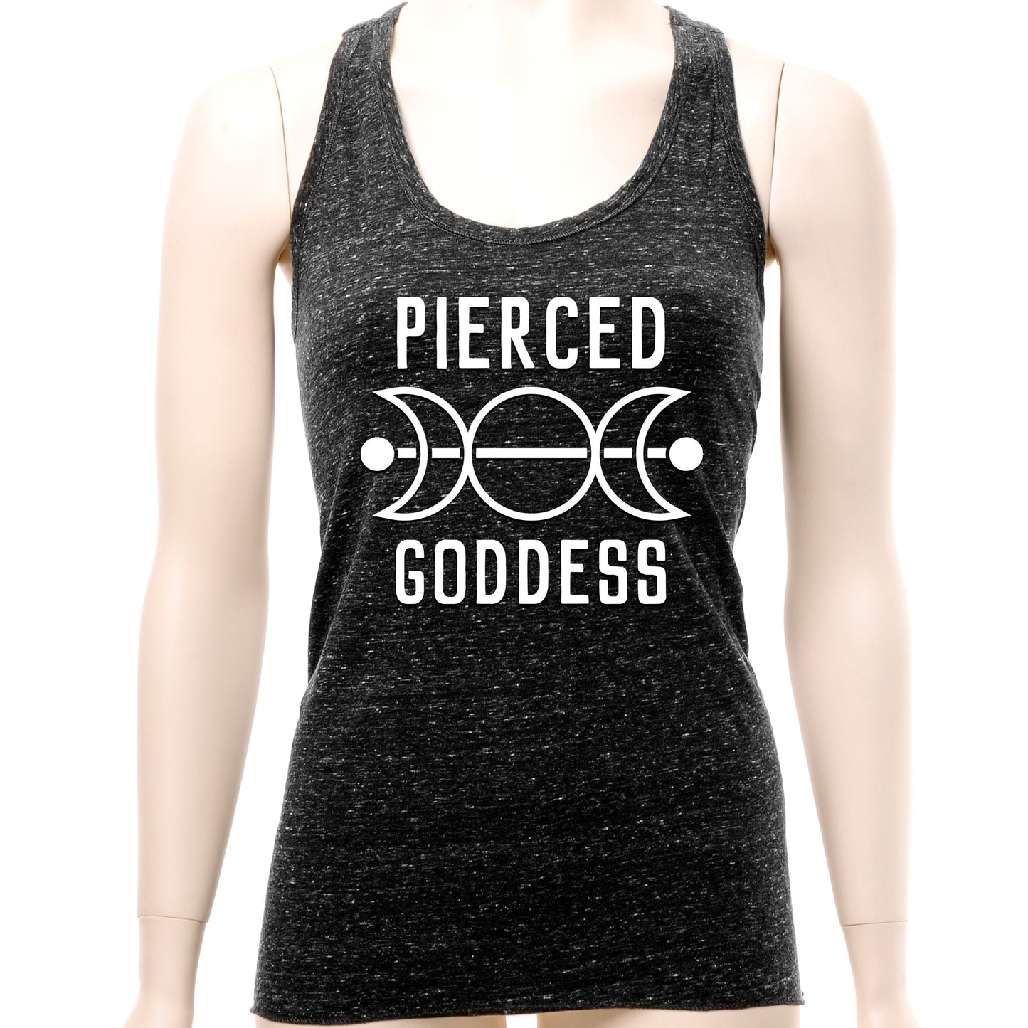 Pierced Goddess Black Gray Cosmic Twist Back Tank Top
