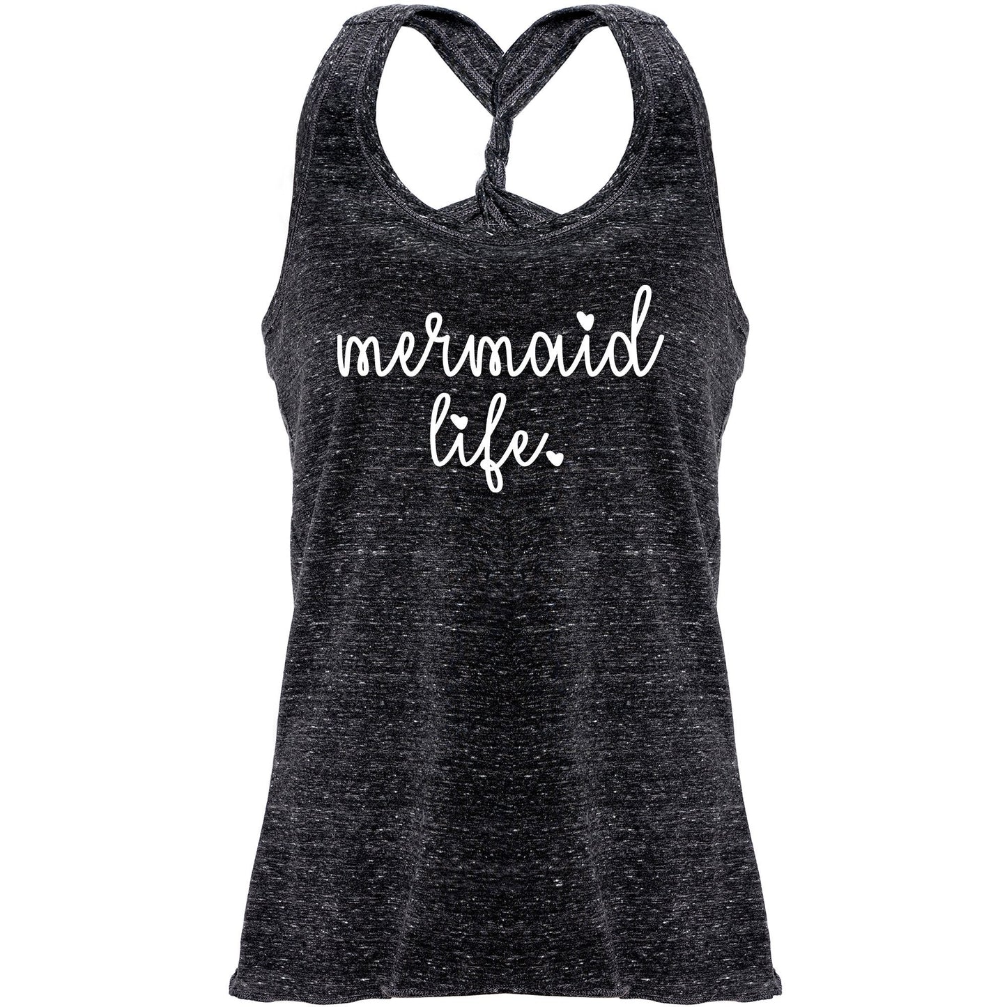Mermaid Life Black Gray Cosmic Twist Back Tank Top