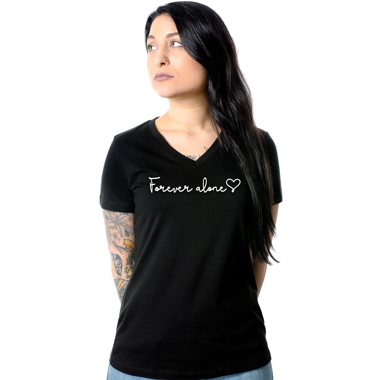 Forever Alone Tapered V-Neck Tee Shirt