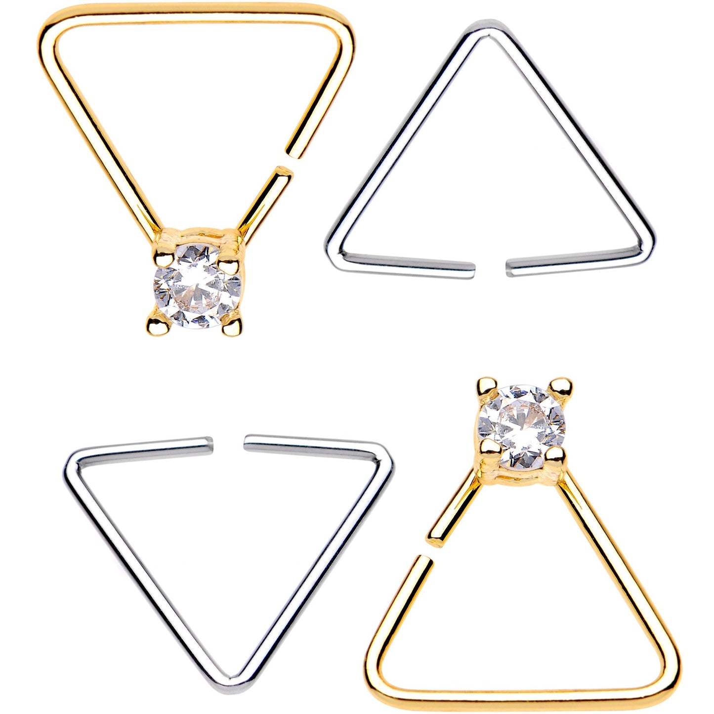 20G 3/8 Clear Gem Multi Triangle Seamless Ring Set