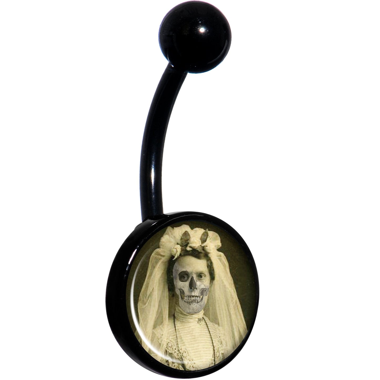 Skeleton Bride Halloween Black Belly Ring