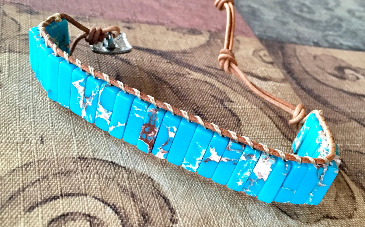 Natural stone bracelet wrap bohemian yoga leather friendship southwestern jewelry for women