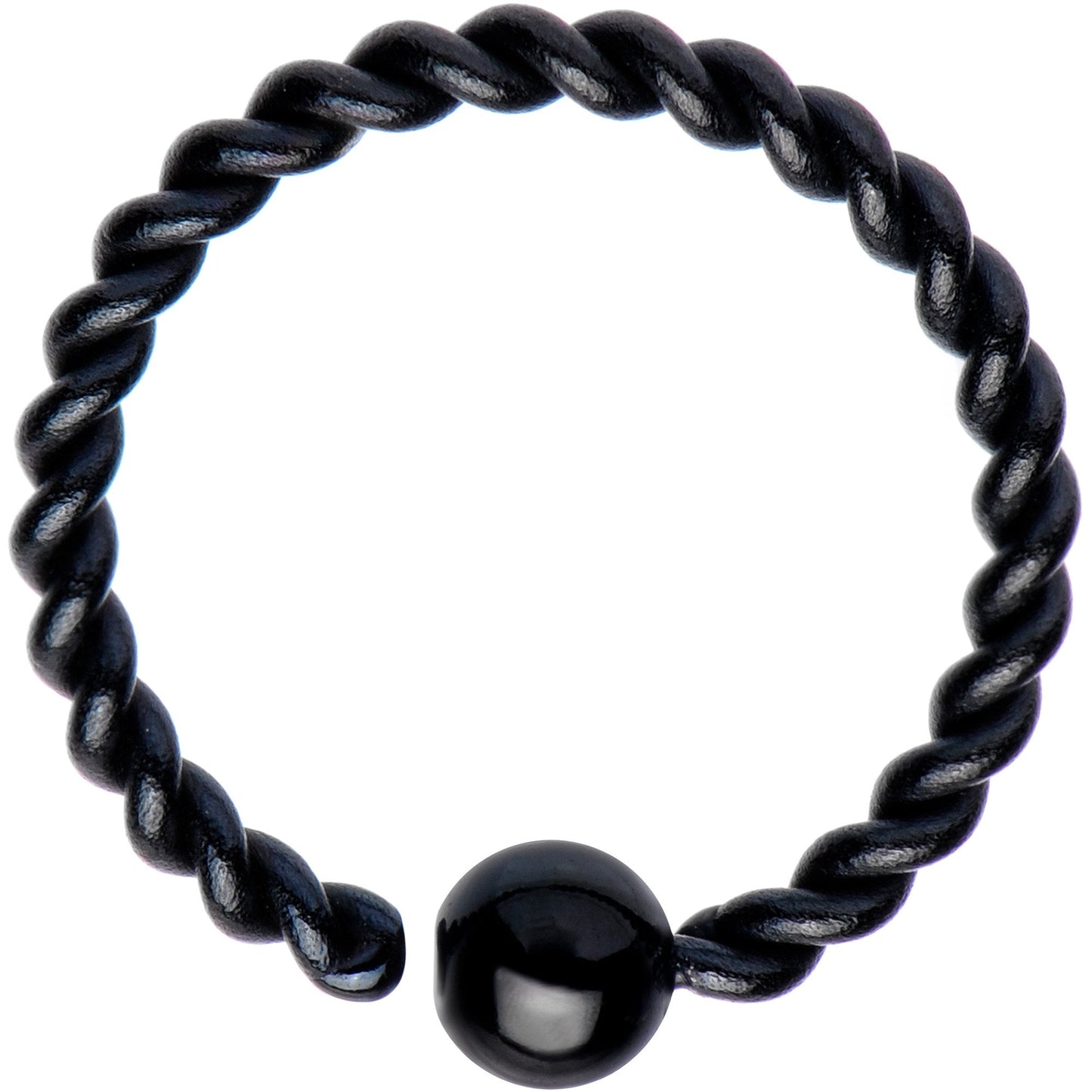 16G 3/8" Black IP So Twisted Captive Style Seamless Ring