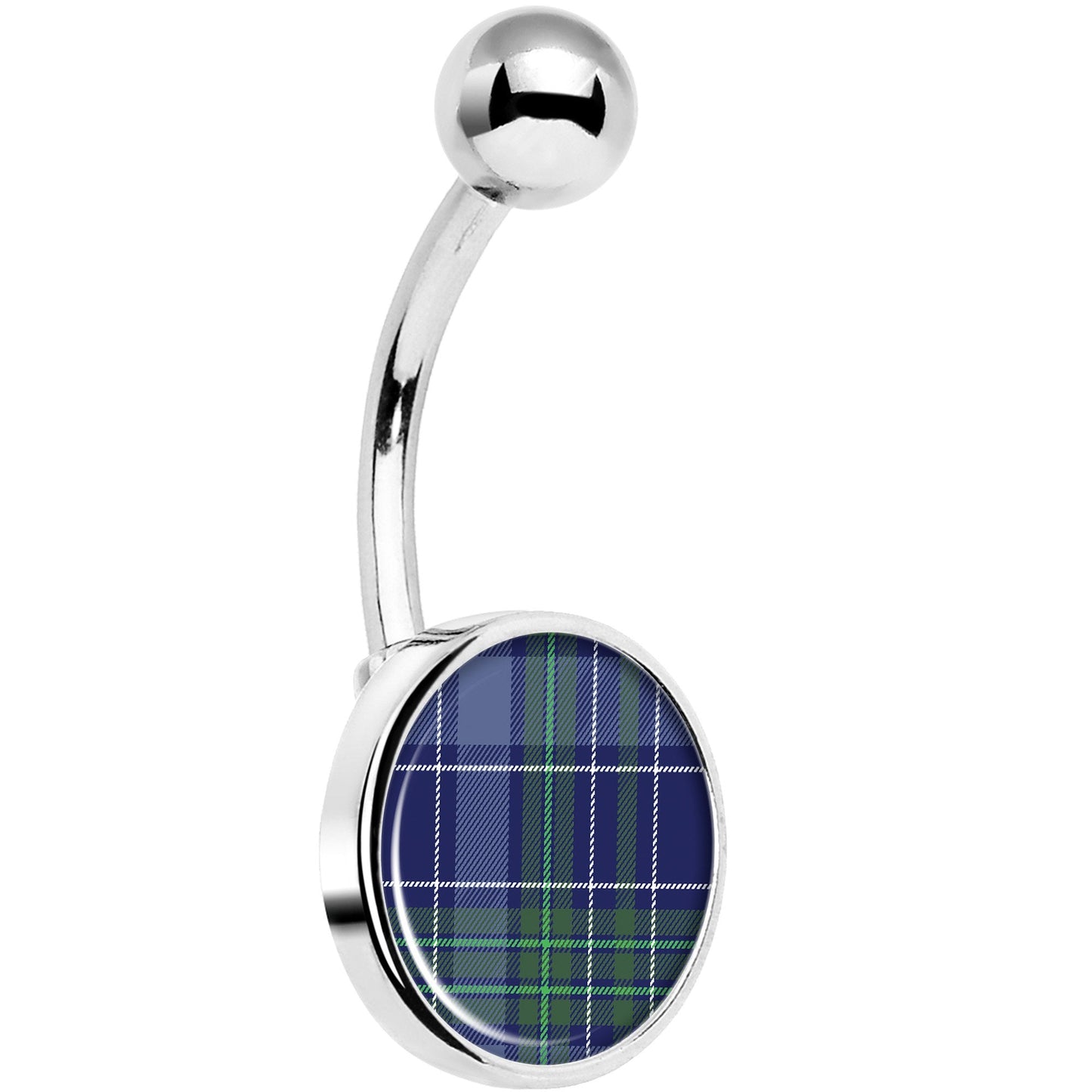 Holiday Blue Green Plaid Belly Ring