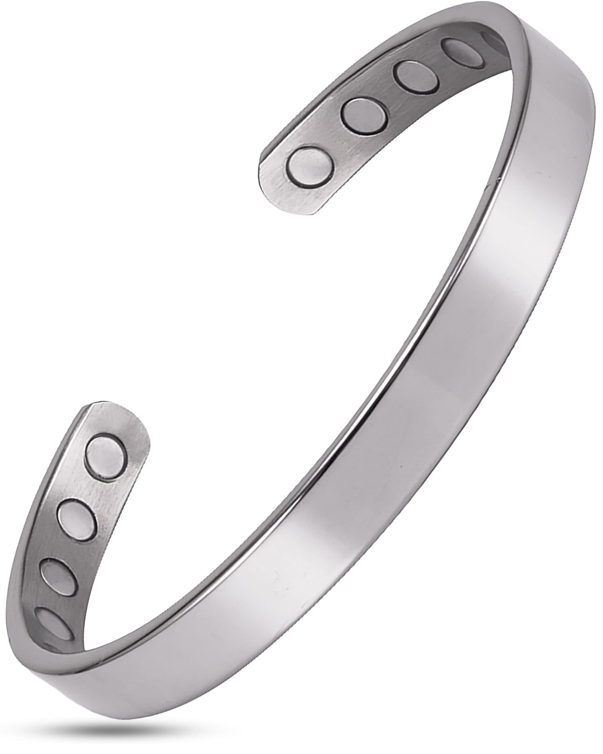 Men’s Magnetic Bracelet Cuff (Polished Silver)