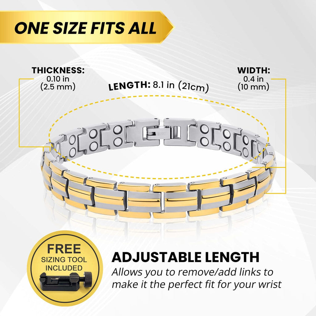 Women's Ultra Strength Silver & Gold Titanium Magnetic Bracelet