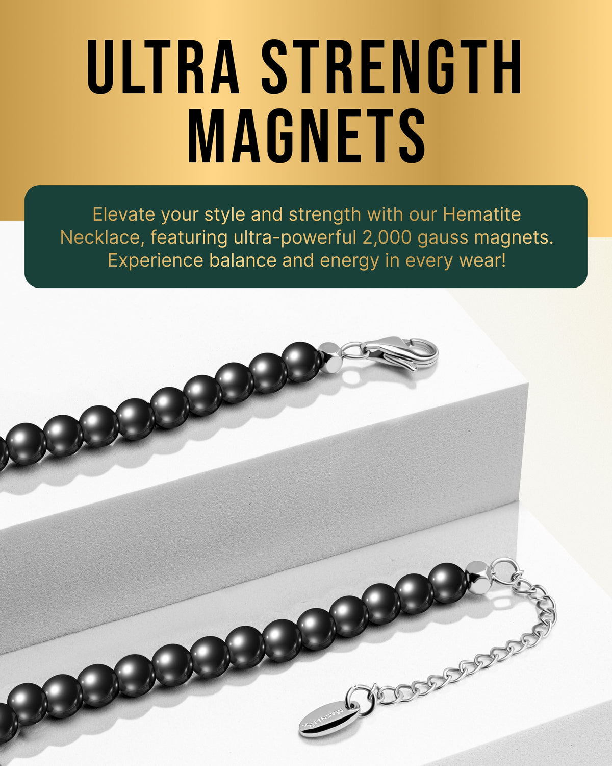 Magnetic Hematite Necklace (6mm Round Beads)