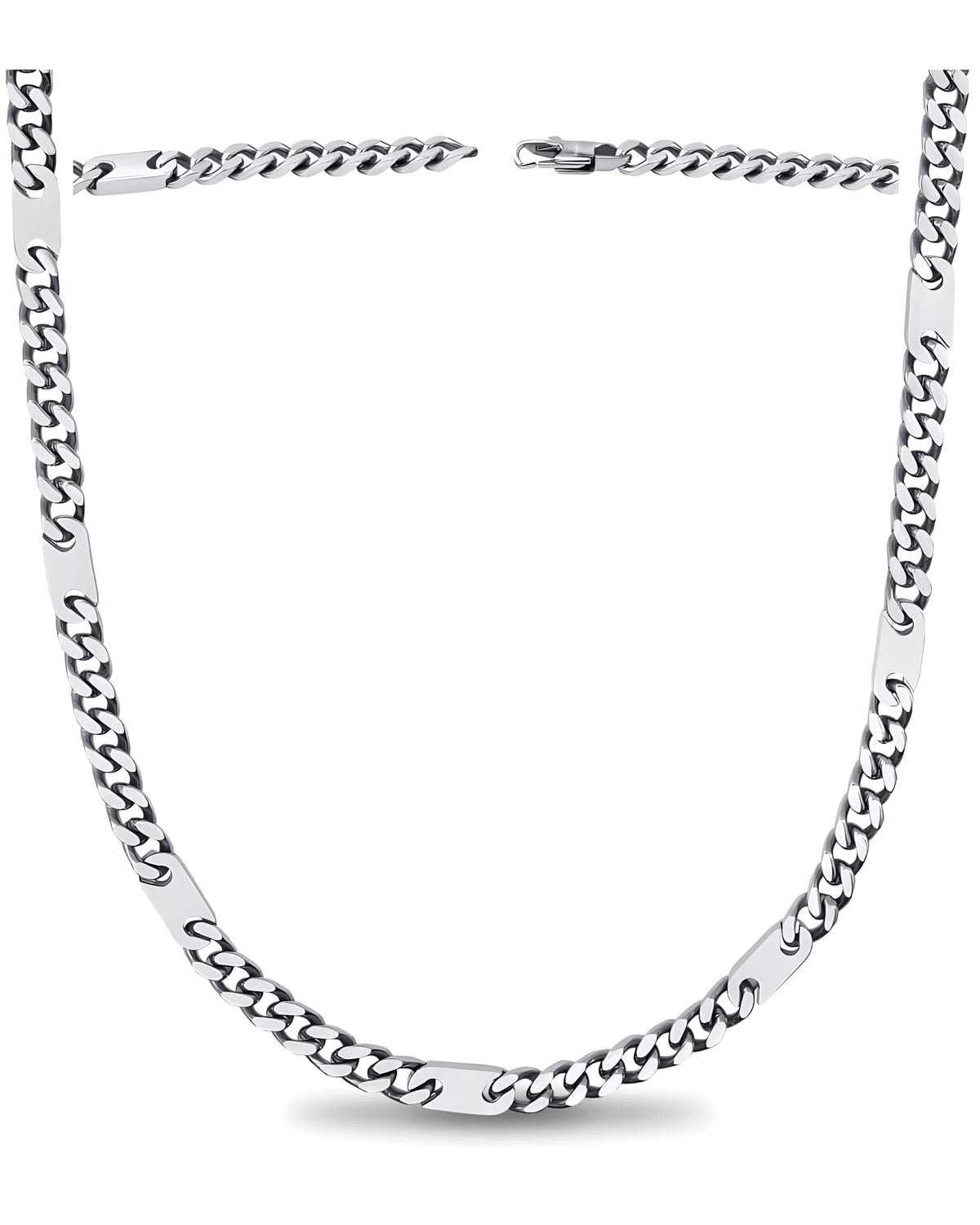Magnetic Therapy Necklace Stainless Steel Curb Chain