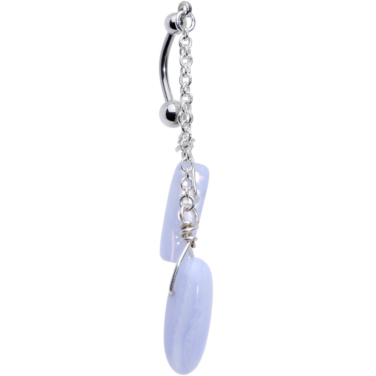 Handcrafted Blue Lace Agate Reversible Dangle Belly Ring