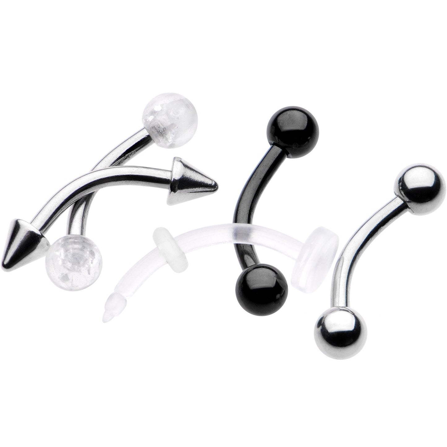 16G 5/16 Curved Barbell Eyebrow Ring Set of 5