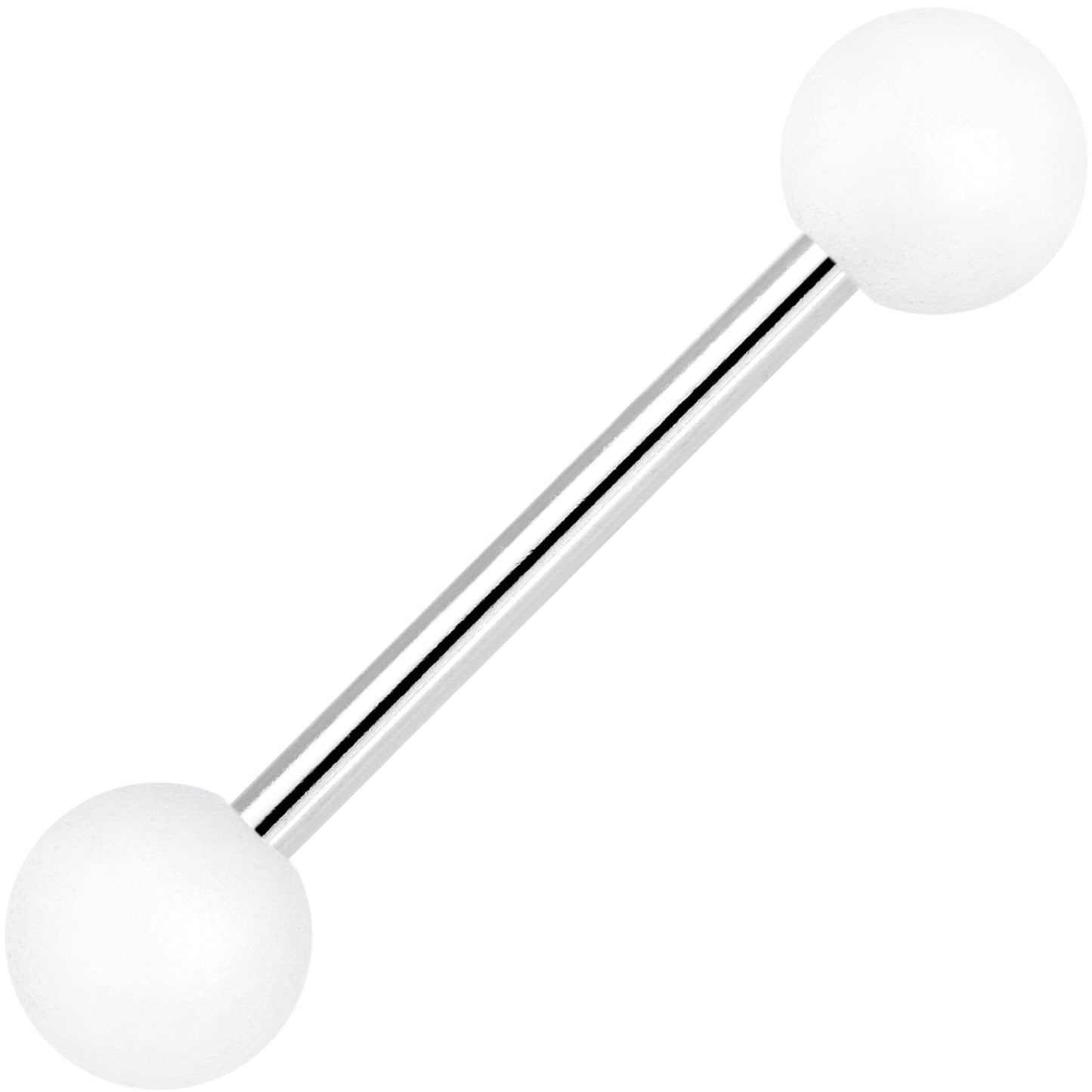 White Silicone Coated Acrylic Ball End Barbell Tongue Ring