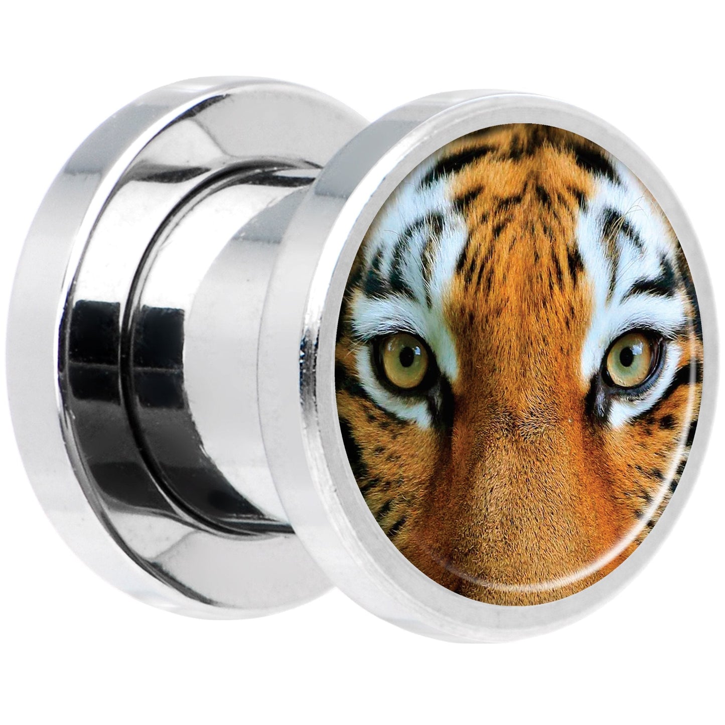 Full Color Tiger Eyes Steel Screw Fit Plug Set 0G