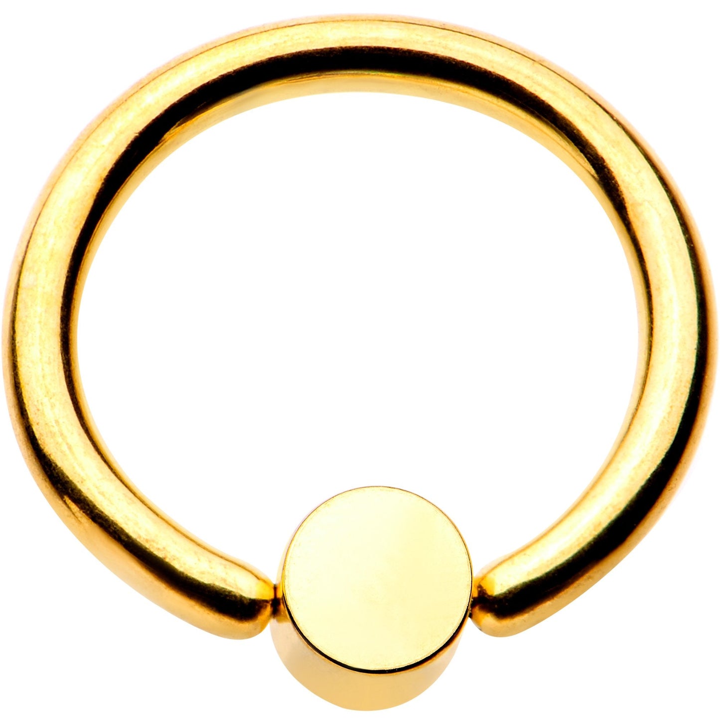16G 5/16 Aqua Faux Opal 3mm Disc Gold IP BCR Captive Ring