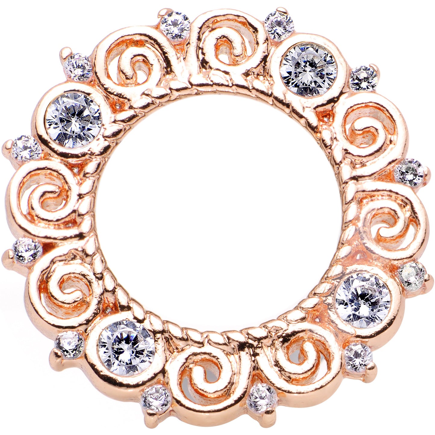 00G Clear Gem Flowering Frame Screw Fit Tunnel Plug Set