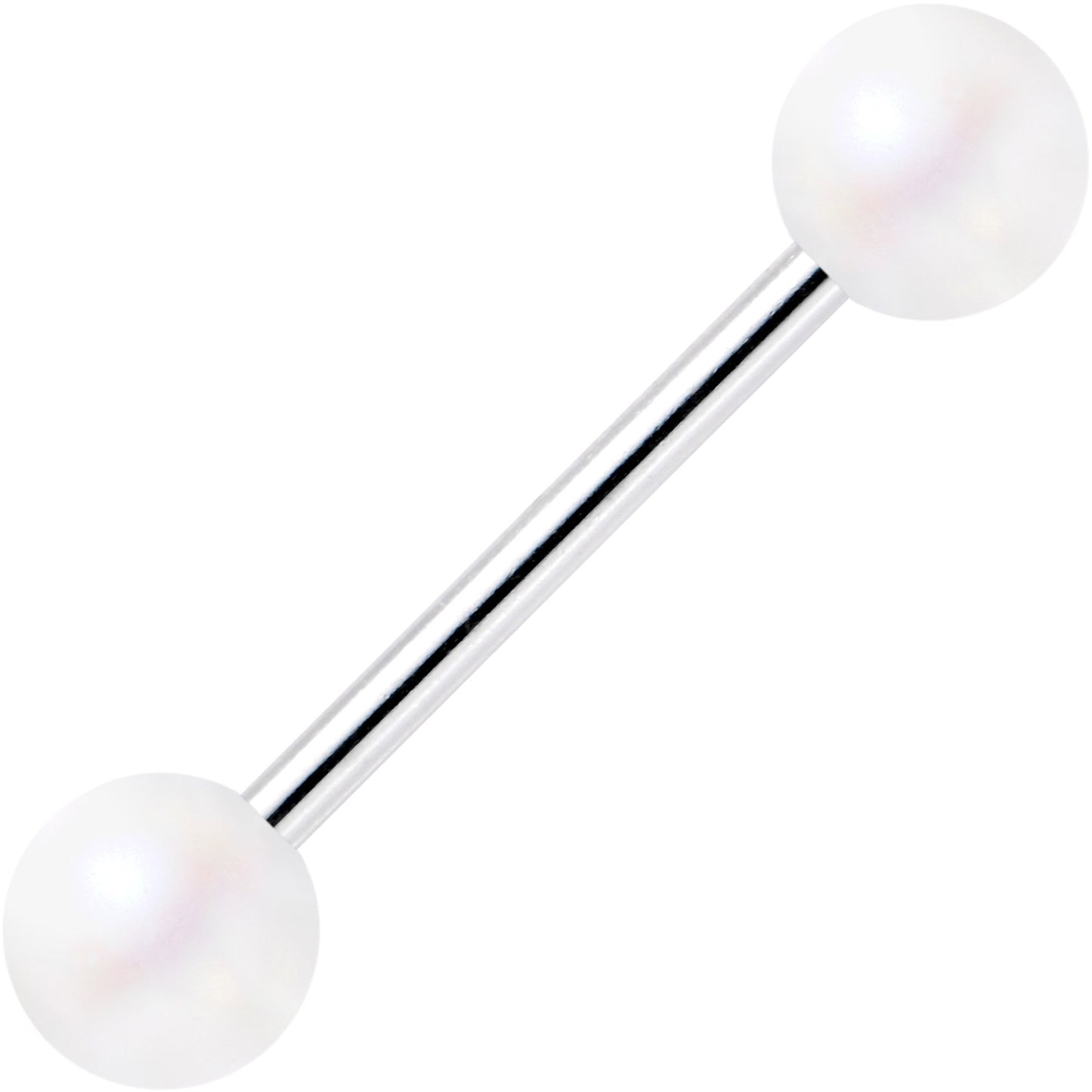 Matte Iridescent White 6mm Acrylic Ball Barbell Tongue Ring