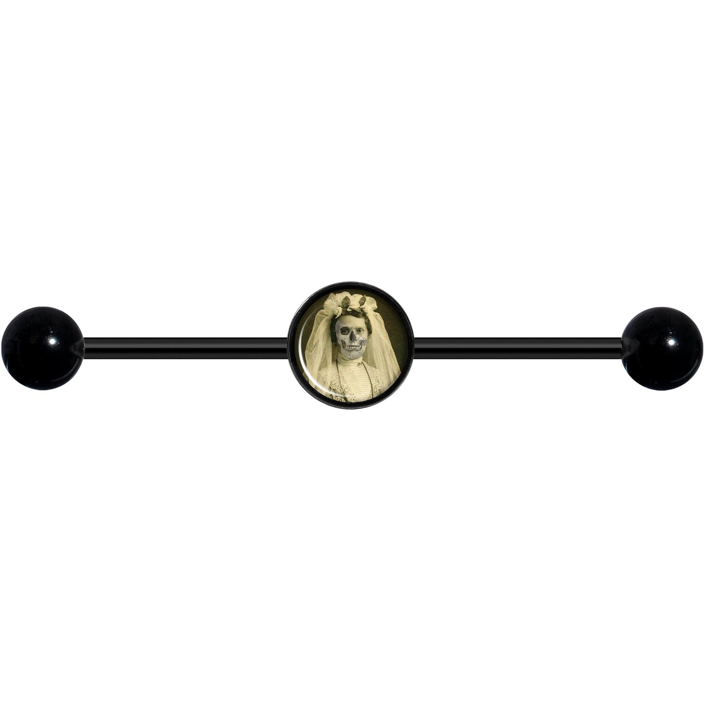 14G Skeleton Bride Halloween Black Industrial Barbell 37mm