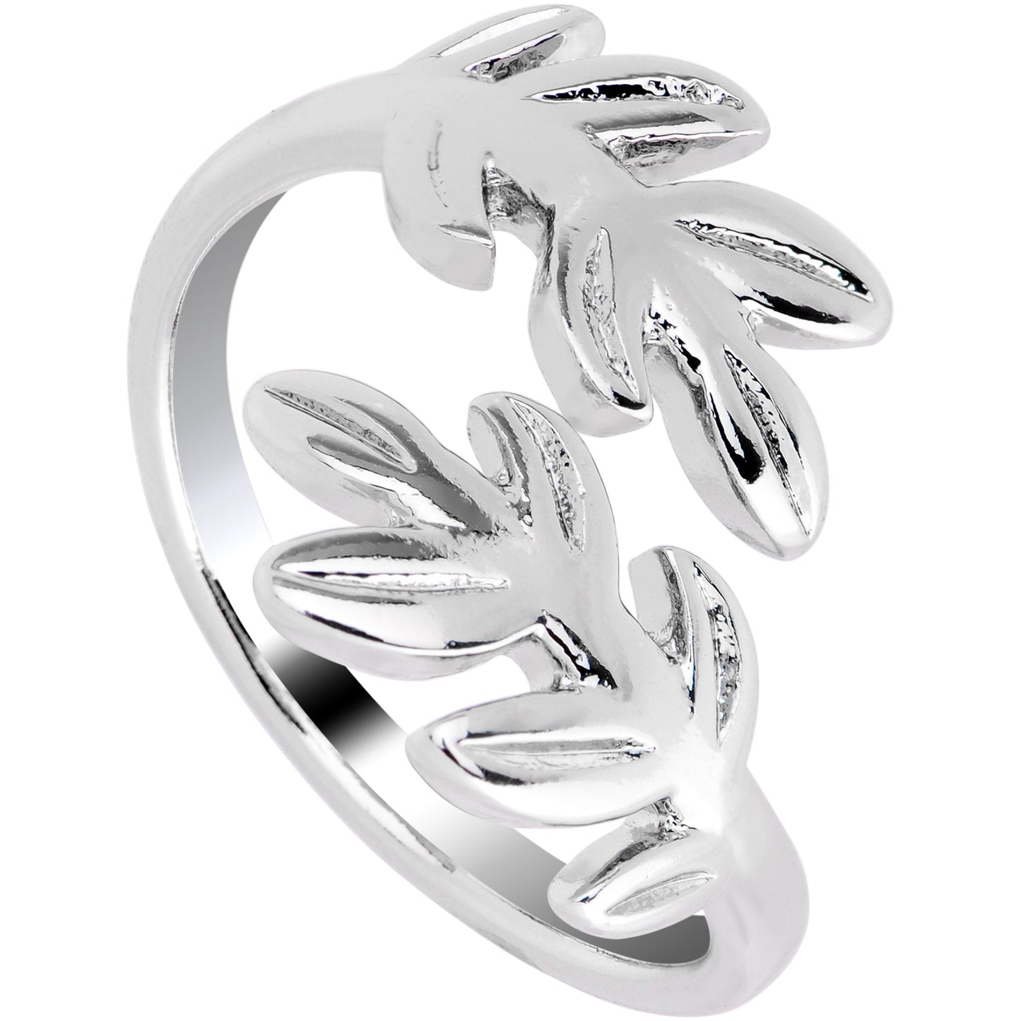 Rhodium Plated Budding Leaves Toe Ring