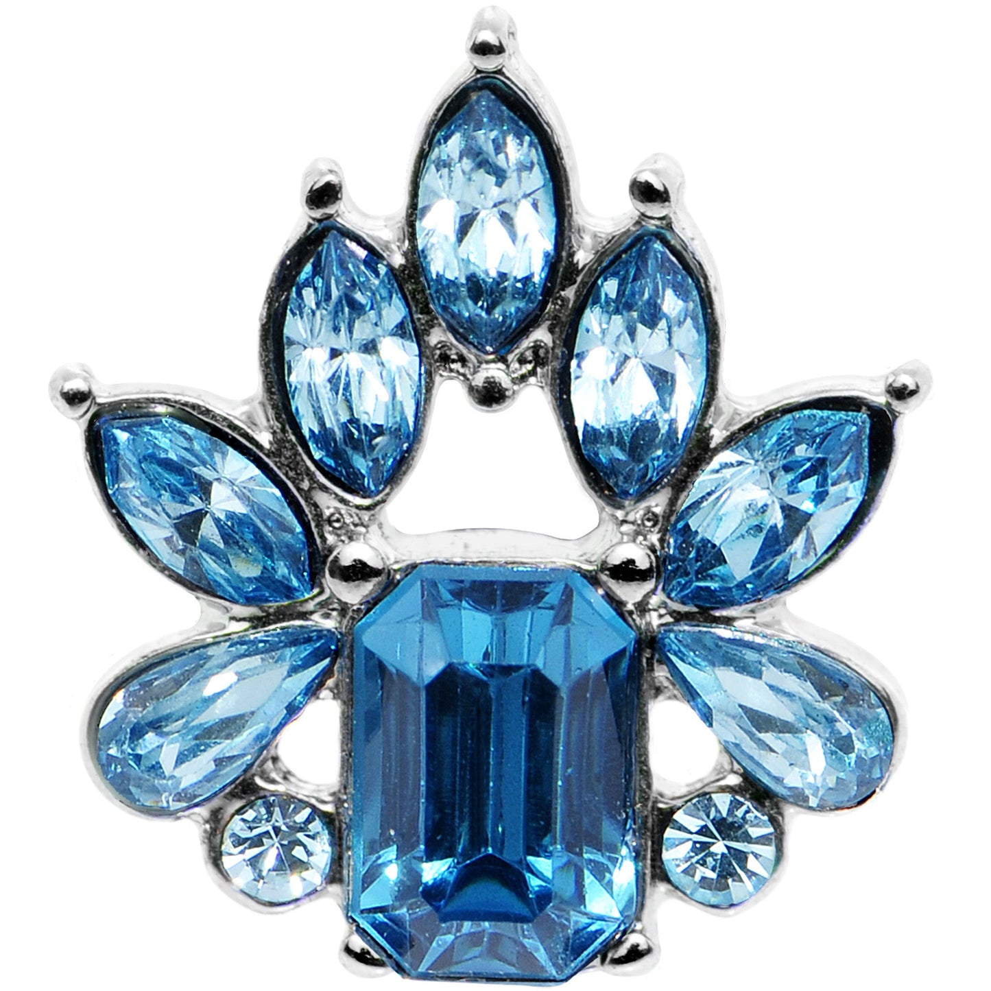 16G 1/4 Blue Gem Flower Tiara Amulet Cartilage Tragus Earring