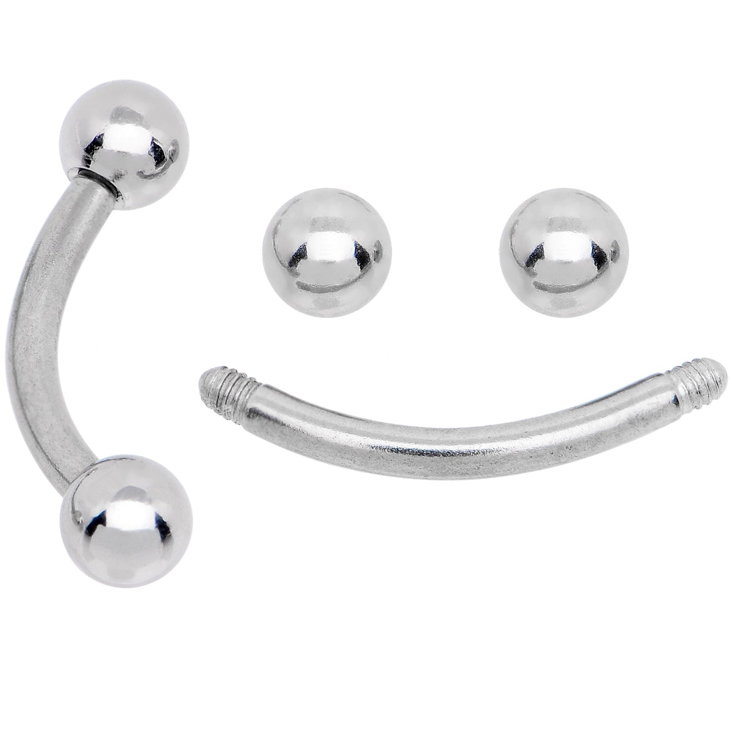 16G 5/16 CZ Gem Internally Threaded Curved Eyebrow Ring Pack Set of 8